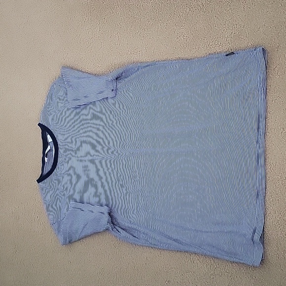 Calvin Klein Supima Cotton striped blue and white shirt with logo on left bottom - Picture 5 of 5